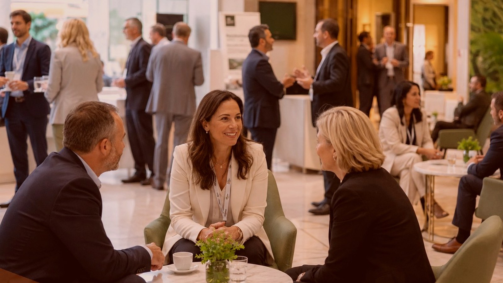 People in a professional event setting